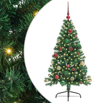 Vidaxl Umjetna preddekorirana božićna jelka Zelena 150 cm PVC