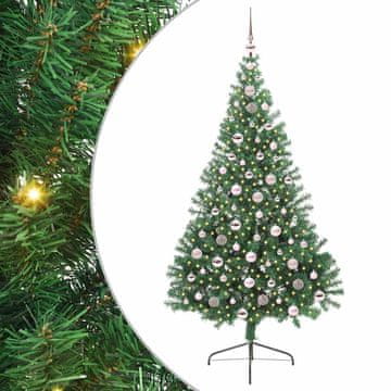 Vidaxl Umjetna preddekorirana božićna jelka Zelena 210 cm PVC