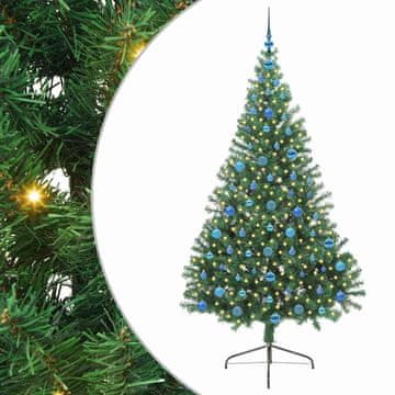Vidaxl Umjetna preddekorirana božićna jelka Zelena 210 cm PVC