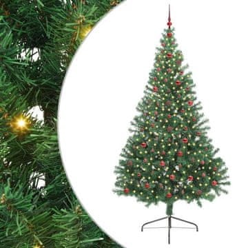 Vidaxl Umjetna preddekorirana božićna jelka Zelena 240 cm PVC