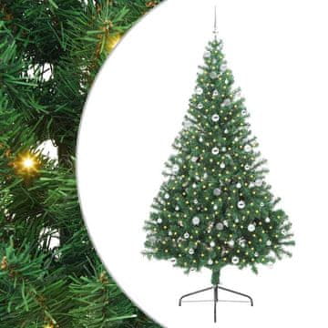 Vidaxl Umjetna preddekorirana božićna jelka Zelena 240 cm PVC