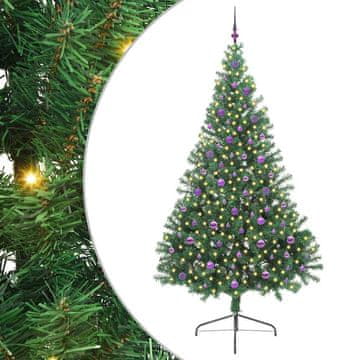 Vidaxl Umjetna preddekorirana božićna jelka Zelena 240 cm PVC