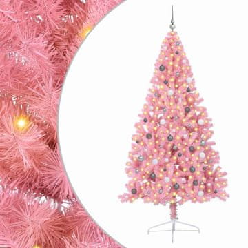 Vidaxl Umjetna preddekorirana božićna jelka Roza 240 cm PVC
