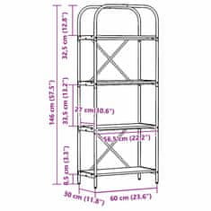 Vidaxl Knjižna polica Črni hrast 60 x 30 x 146 cm Konstruiran les