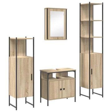 Vidaxl Komplet pohištva za kopalnico s polico 4 szt. Sonoma hrast