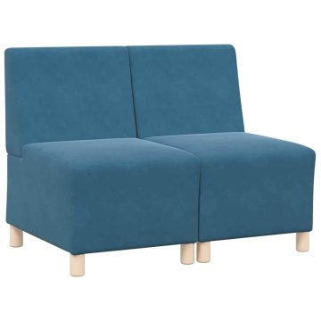 Vidaxl Modularna sofa enota brez naslonov 2 pcs Modra 55 x 74 x 82 cm