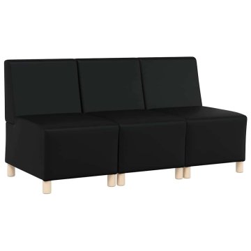 Vidaxl Modularna sofa enota brez naslonov 3 pcs Črna 55 x 74 x 82 cm