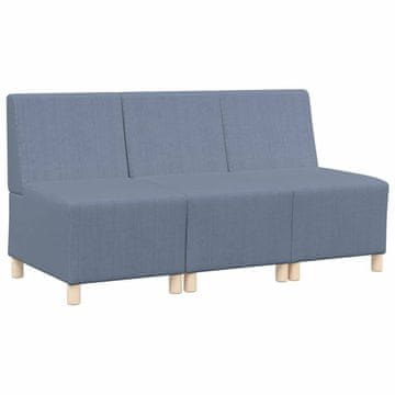 Vidaxl Modularna sofa enota brez naslonov 3 pcs Modra 55 x 74 x 82 cm