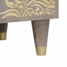 Vidaxl Strani šal Siva in zlata 60 x 33 x 75 cm Masiven les manga