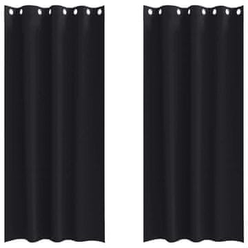 Vidaxl Zavese za zatemnitev z obroči 2 pcs Črna 260 x 140 cm Poliester
