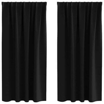 Vidaxl Zavese za zatemnitev z obroči 2 pcs Črna 175 x 140 cm Poliester