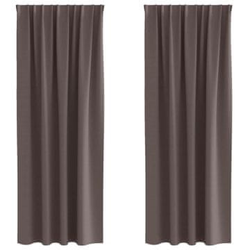 Vidaxl Zavese za zatemnitev z obroči 2 pcs Temno rjava 225 x 140 cm
