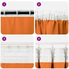 Vidaxl Zavese za zatemnitev z obroči 2 pcs Svetlo oranžna 260 x 140 cm