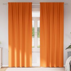 Vidaxl Zavese za zatemnitev z obroči 2 pcs Svetlo oranžna 260 x 140 cm