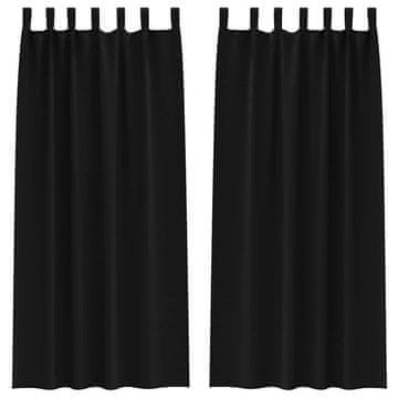 Vidaxl Zavese za zatemnitev z obroči 2 pcs Črna 225 x 140 cm Poliester