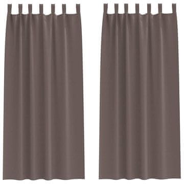 Vidaxl Zavese za zatemnitev z obroči 2 pcs Temno rjava 245 x 140 cm
