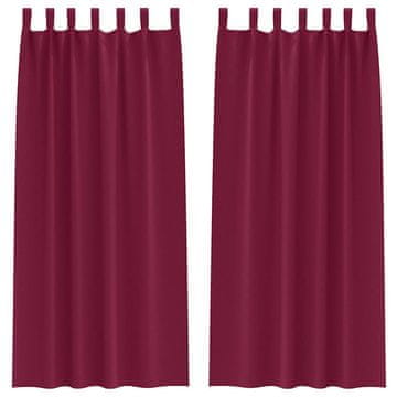 Vidaxl Zavese za zatemnitev z obroči 2 pcs Vinorodna rdeča