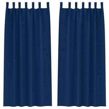 Vidaxl Zavese za zatemnitev z obroči 2 pcs Temno modra 245 x 140 cm