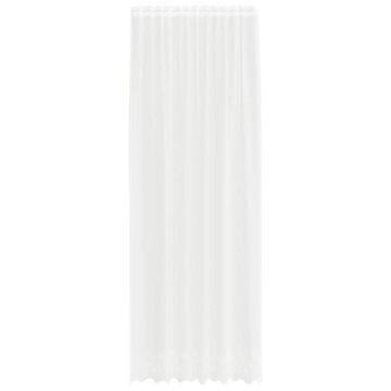 Vidaxl Čipkasta Zavesa z zavesami Bela 260 x 150 cm Poliester