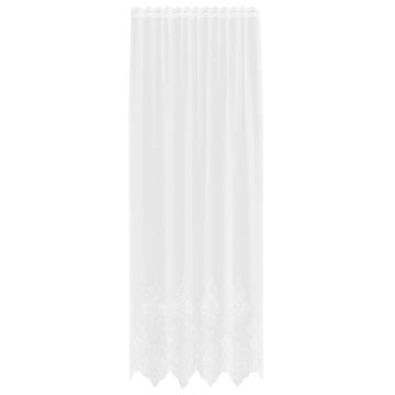 Vidaxl Čipkasta Zavesa z zavesami Bela 150x280cm Poliester