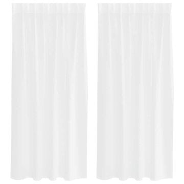 Vidaxl Voile zavesa z zavesami 2 pcs Bela 140x175cm Poliester