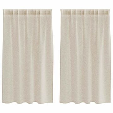 Vidaxl Voile zavesa z zavesami 2 pcs Peščena 140 x 140 cm Poliester