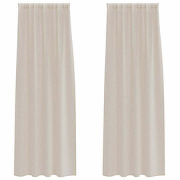 Vidaxl Voile zavesa z zavesami 2 pcs Peščena 245 x 140 cm Poliester