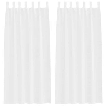Vidaxl Voile zavesa z zavesami 2 pcs Bela 140x260cm Poliester