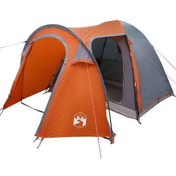 Vidaxl Šotor z dome Kupola s streho Siva in oranžna 384 x 254 x 170 cm