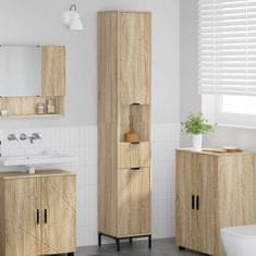 Vidaxl Visoka kopalniška omara z vrati sonoma hrast 31.5 x 33 x 190 cm