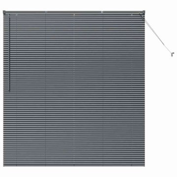 Vidaxl Okenska roleta z zavesami Temno siva Aluminij