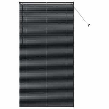 Vidaxl Okenska roleta z zavesami Črna Aluminij