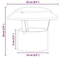 Vidaxl Pokrov za dimnik proti dežju srebrna 25 x 25 x 20 cm