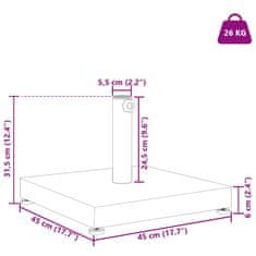 Vidaxl Podstavek za senčnik Temno siva 45 x 45 x 31,5 cm