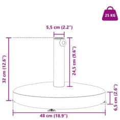 Vidaxl Podstavek za senčnik Črna 48 x 48 x 32 cm