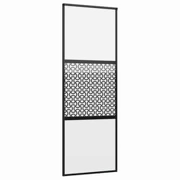 Vidaxl Steklena vrata Ureznine Črna 90 x 2 x 205 cm Aluminij