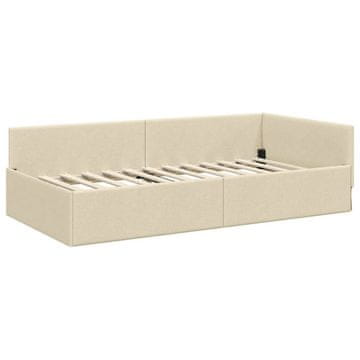 Vidaxl Kotna postelja z vzglavjem krema 80 cm x 200 cm blago