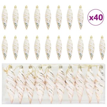 Vidaxl Božična spirala oblika krogla 40 pcs Šampanjec