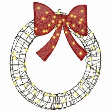 Vidaxl Venec med 60 LED Toplo bela 75 cm Ratan