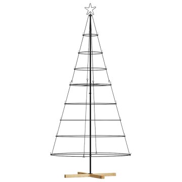 Vidaxl božično stožčasto drevo z stojalom Črna 210 cm Jeklo