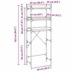Vidaxl Polica za pralni stroj 67 x 25 x 163 cm Konstruiran les