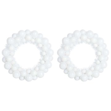 Vidaxl Božični venci z kroglicami 2 pcs Bela 33 x 33 x 7 cm Polistiren