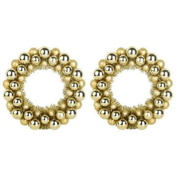 Vidaxl Božični venci z kroglicami 2 pcs Zlata 33 x 33 x 7 cm
