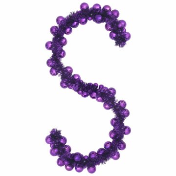 Vidaxl Božična kroglica in girlanda Lila 186 cm Polistiren