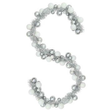 Vidaxl Božična kroglica in girlanda Bela in Srebrna 186 cm Polistiren