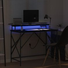 Vidaxl Miza z LED lučmi Črni hrast 100 x 50 x 86.5 cm Konstruiran les