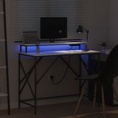 Vidaxl Miza z LED lučmi Siva sonoma 100 x 50 x 86.5 cm Konstruiran les