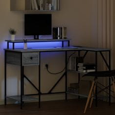Vidaxl Miza z LED lučmi Siva sonoma 120 x 79 x 86.5 cm Konstruiran les