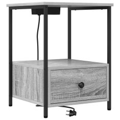 Vidaxl Nočna omarica Siva Sonoma 42 x 41 x 56 cm Konstruiran les