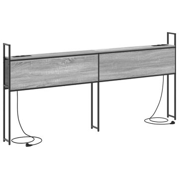 Vidaxl Headboard za shranjevanje z postajo za polnjenje Siva sonoma